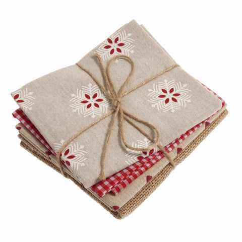 Christmas Red Natural Fabric - Fat Quarter Pack