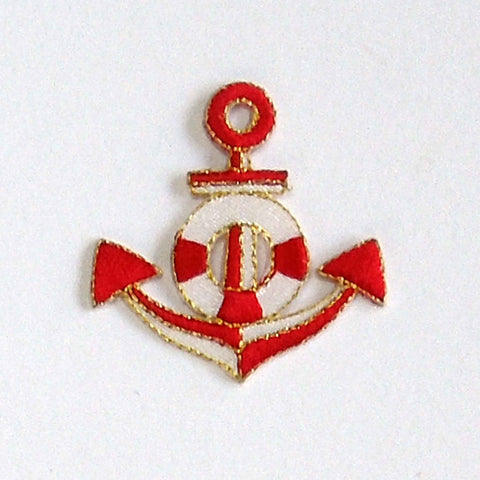 Red Anchor Motif Iron or Sew On - Trimits