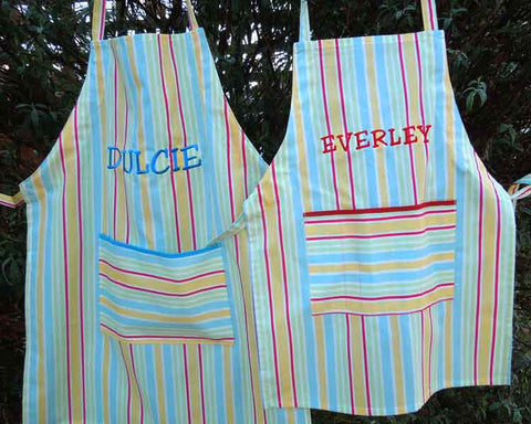 Older Child's Personalised Apron, Yellow Striped Kid's Apron with Pocket, Handmade in Pure Cotton, Ages 7 - 12 yrs