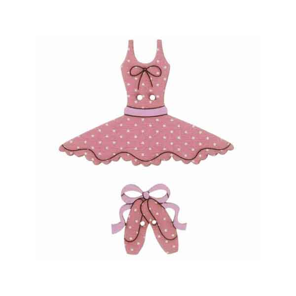 50 mm Pink Ballet Dress and Shoes Buttons, Girl's Wooden Polka Dot