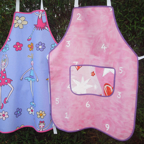 Girl's Pink Hearts and Numbers Personalised Apron with Pocket, Handmade, Ages 7 - 12 yrs