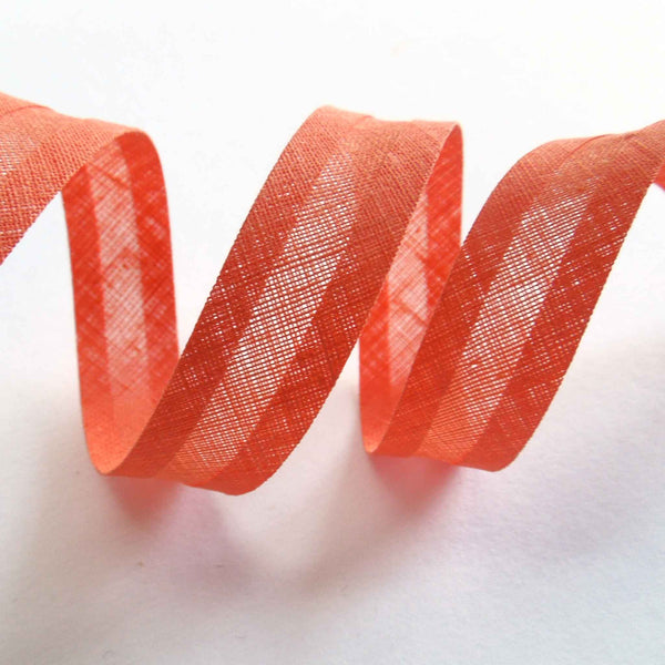 15mm Plain Bias Binding Orange - Single Fold