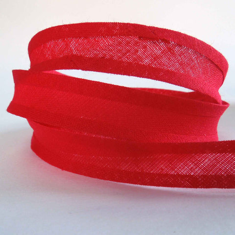 15mm Plain Bias Binding Bright Red - Single Fold
