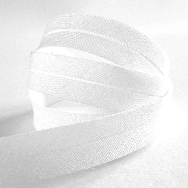 15mm Plain Bias Binding - White - Single Fold