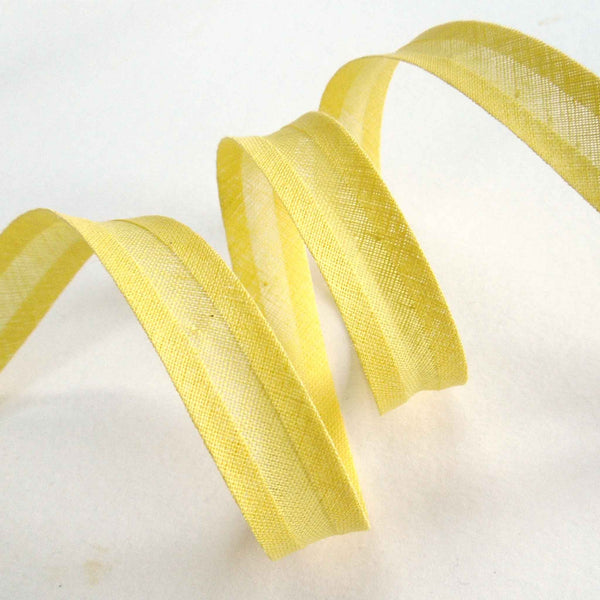 15mm Plain Bias Binding Yellow - Single Fold