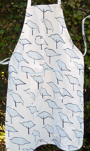 Adult Blue Birds Personalised Apron with Pocket, Handmade in Cotton