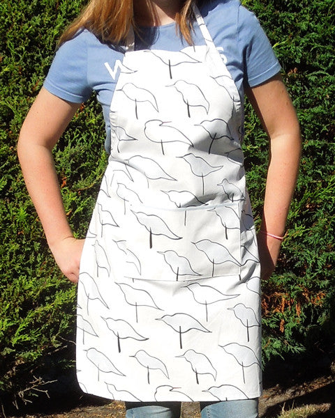 Adult Blue Birds Personalised Apron with Pocket, Handmade in Cotton