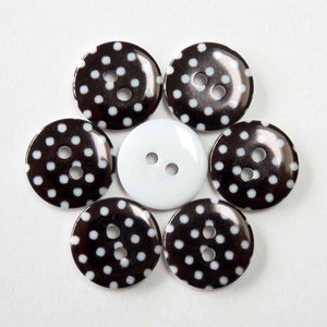 15 mm Small Polka Dot Buttons, Pack of 10 Black Buttons