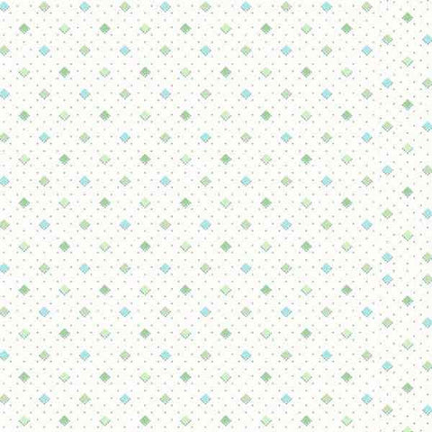 Blue Diamonds on Cream Cotton Fabric Andover Fabrics 4020 - For Your Love