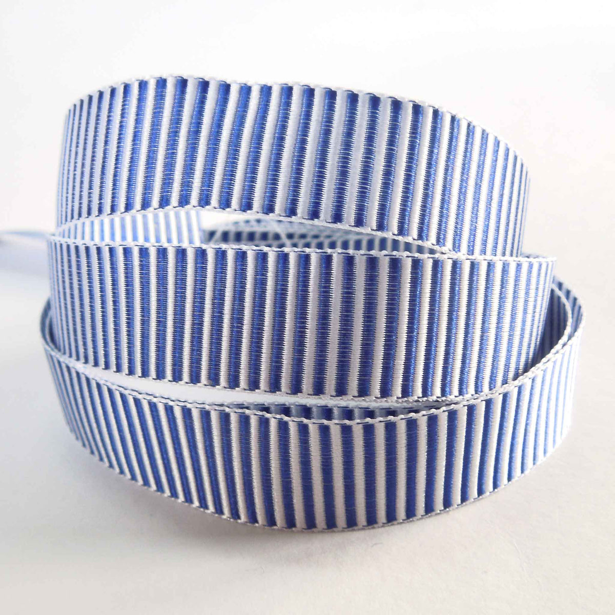 Striped Grosgrain Ribbon - Blue and White - Berisfords - 16mm - 25mm ...