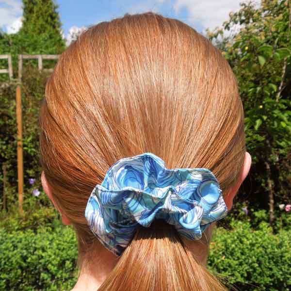 Blue Swirls Scrunchie, Hairband and Bandana in Organza Gift Bag
