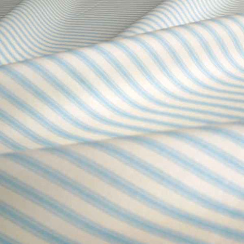 Ticking Stripe Light Blue Cotton Fabric - Rose & Hubble