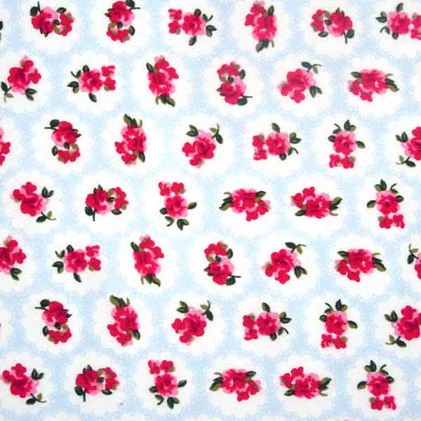 Cotton Poplin Fabric Blue and Red - Rose & Hubble