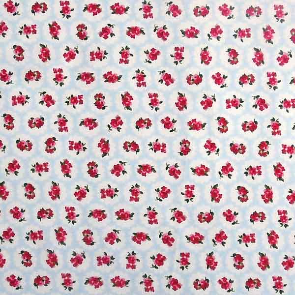 Cotton Poplin Fabric Blue and Red - Rose & Hubble