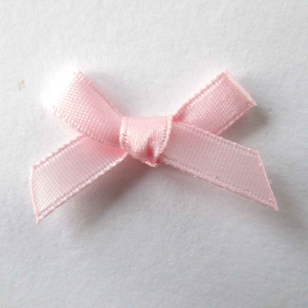 7mm Ribbon Bows Plain Pink Satin - Pack of 10