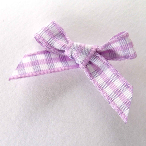 7mm Ribbon Bows Lilac Gingham - Pack of 10