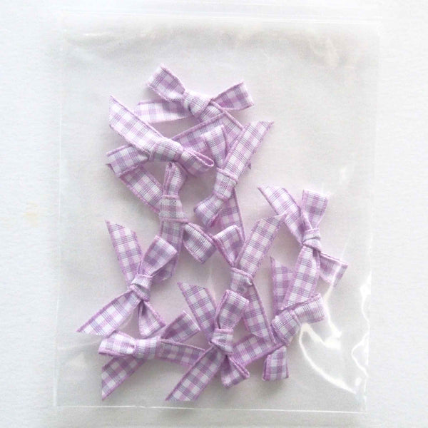 7mm Ribbon Bows Lilac Gingham - Pack of 10