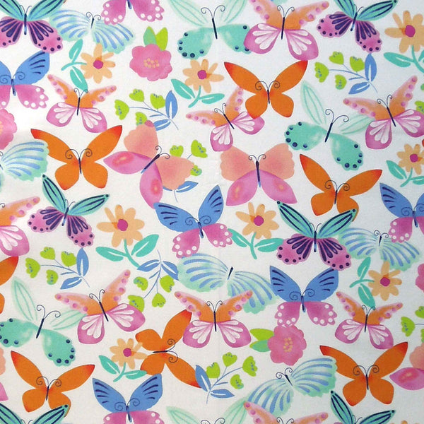 Pastel Coloured Butterfly Fabric, Multicoloured Butterflies Cotton Fabric for Patchwork and Crafts