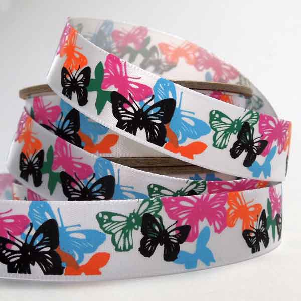 15 mm Coloured Butterfly Satin Ribbon
