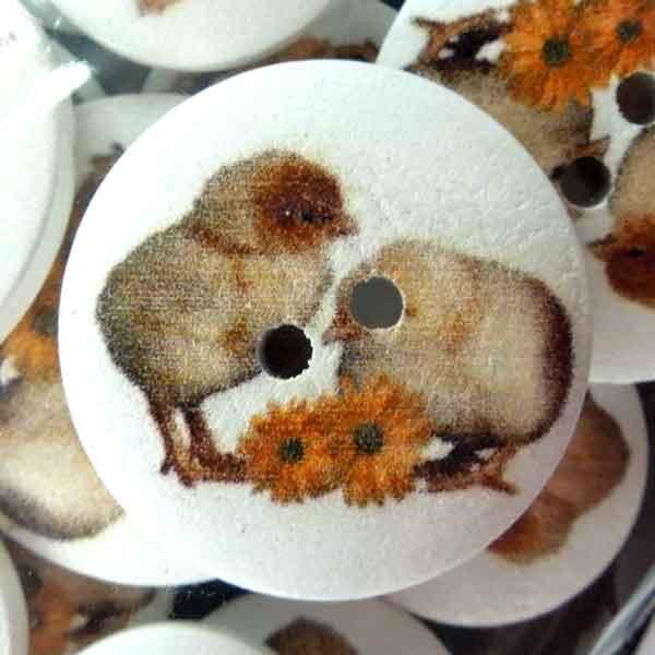 Little Chicks Wooden Craft Buttons, 18 25 mm, Pack of 15 Buttons
