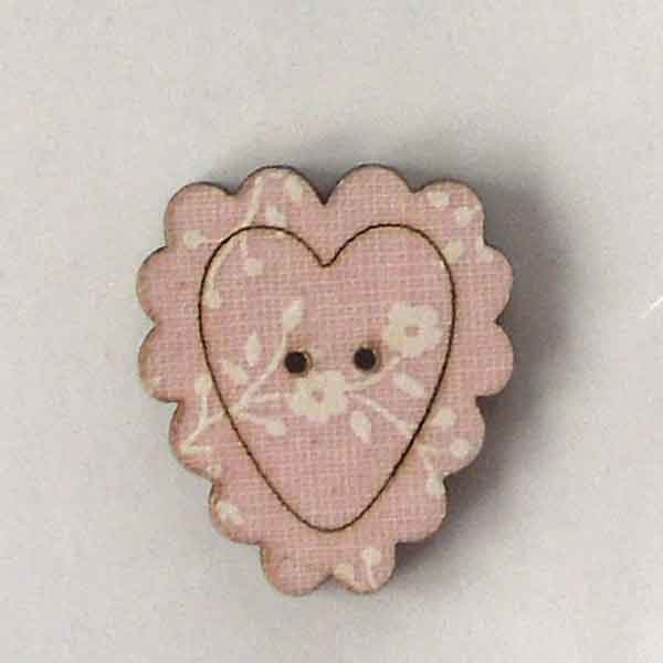 25mm Wooden Buttons, DU4706, Pack of 2 Large Heart Craft Buttons