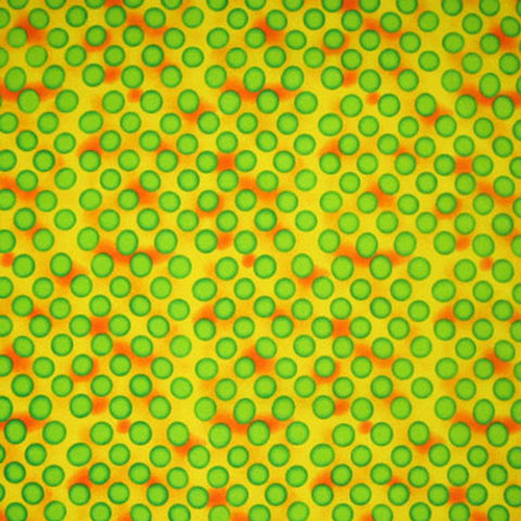 Dots on Cotton Fabric, Green and Yellow Polka Dot Patterned Fabric