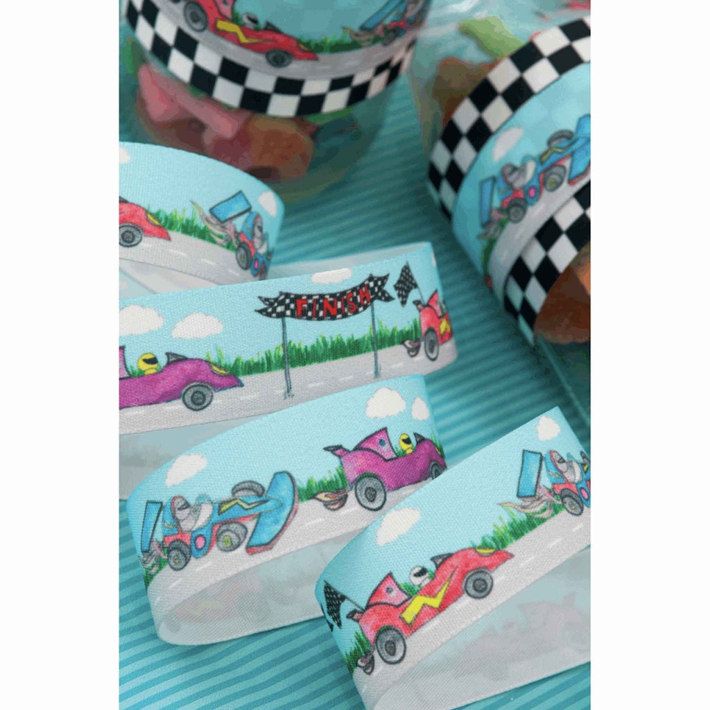 25 mm Kid's Racing Car Ribbon by Berisfords – Fabric and Ribbon