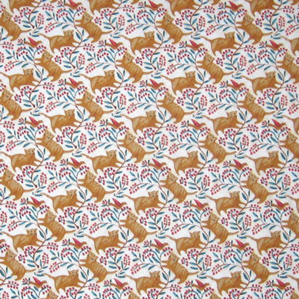 Cat Fabric, Cats 'n' Berries Cotton Fabric