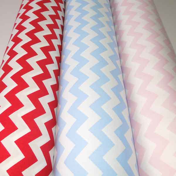 Chevron Blue and White Poplin Cotton Fabric by Rose & Hubble