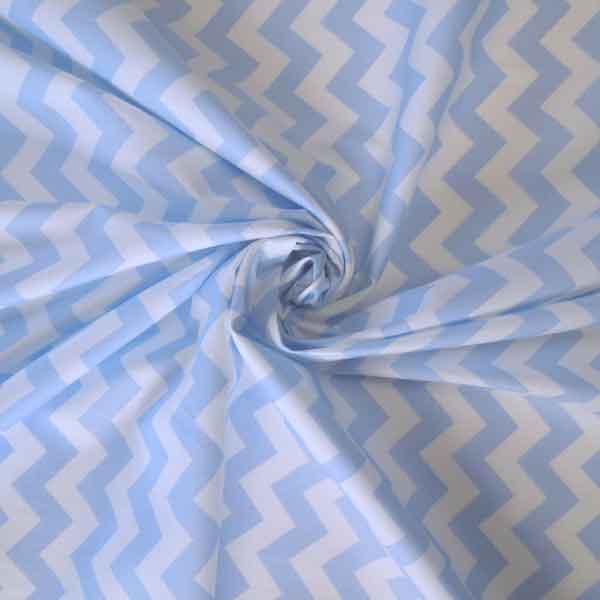 Chevron Blue and White Poplin Cotton Fabric by Rose & Hubble