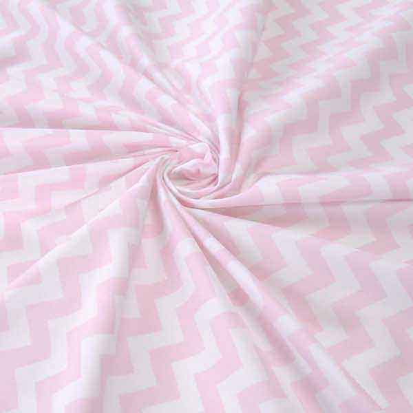 Chevron Pink and White Poplin Cotton Fabric by Rose & Hubble