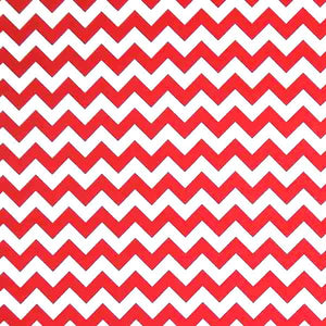 Chevron Red and White Poplin Cotton Fabric by Rose & Hubble