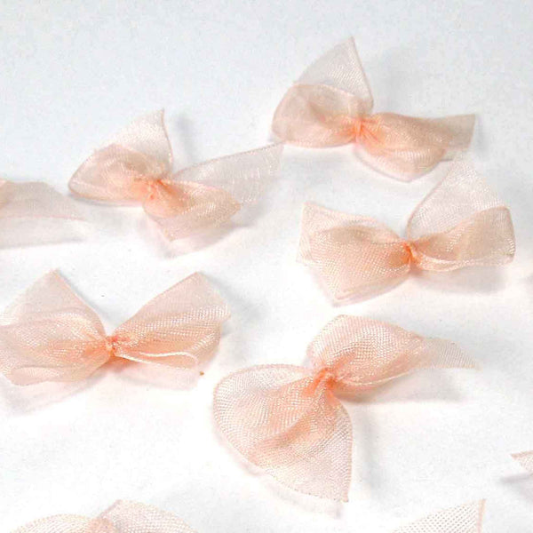 12mm Ribbon Bows - Pink Chiffon Shimmer - Pack 10