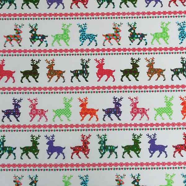 Christmas Reindeer in Rows Cotton Fabric