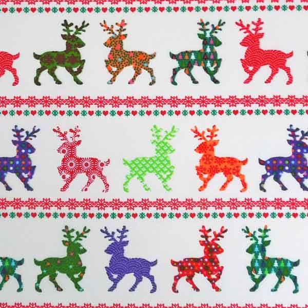 Christmas Reindeer in Rows Cotton Fabric