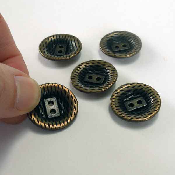 23 mm Decorative Bronze 2 Hole Buttons, Pack of 8