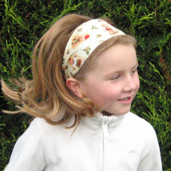 Xmas Cream Teddies Headband and Scrunchie in Organza Gift Bag