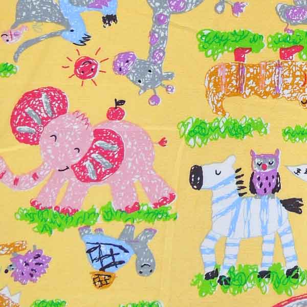 Baby Elephant Cotton Poplin Fabric Yellow and Pink - Rose & Hubble
