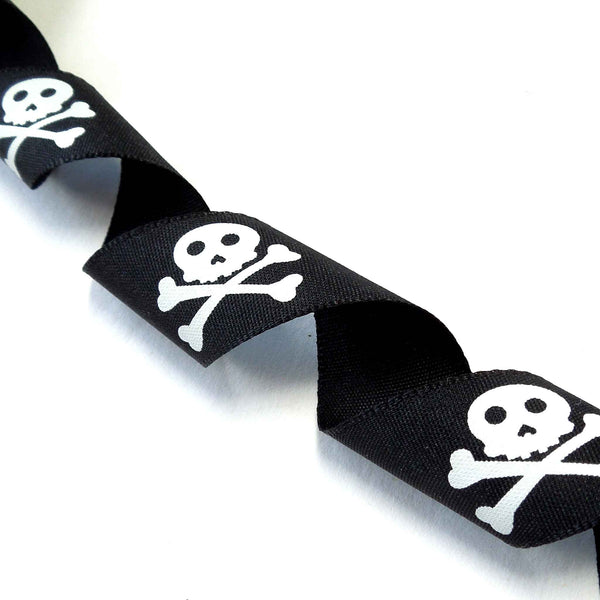 25mm Skull and Crossbones Pirate Ribbon Black/White - Berisfords