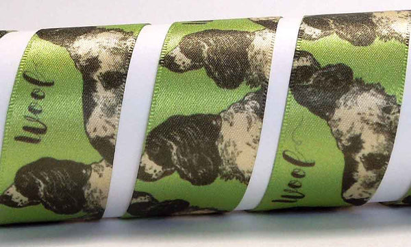 25mm Spaniels on Apple Green Ribbon - Berisfords