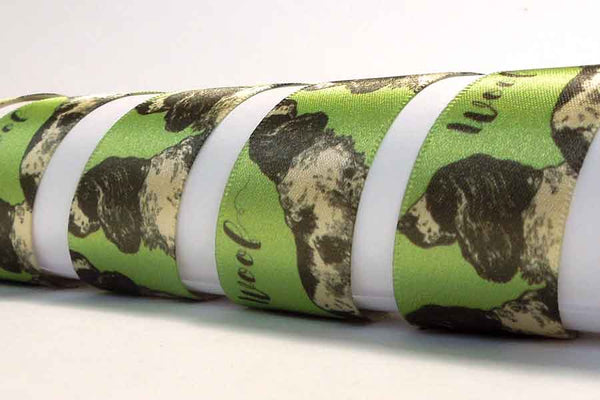 25mm Spaniels on Apple Green Ribbon - Berisfords