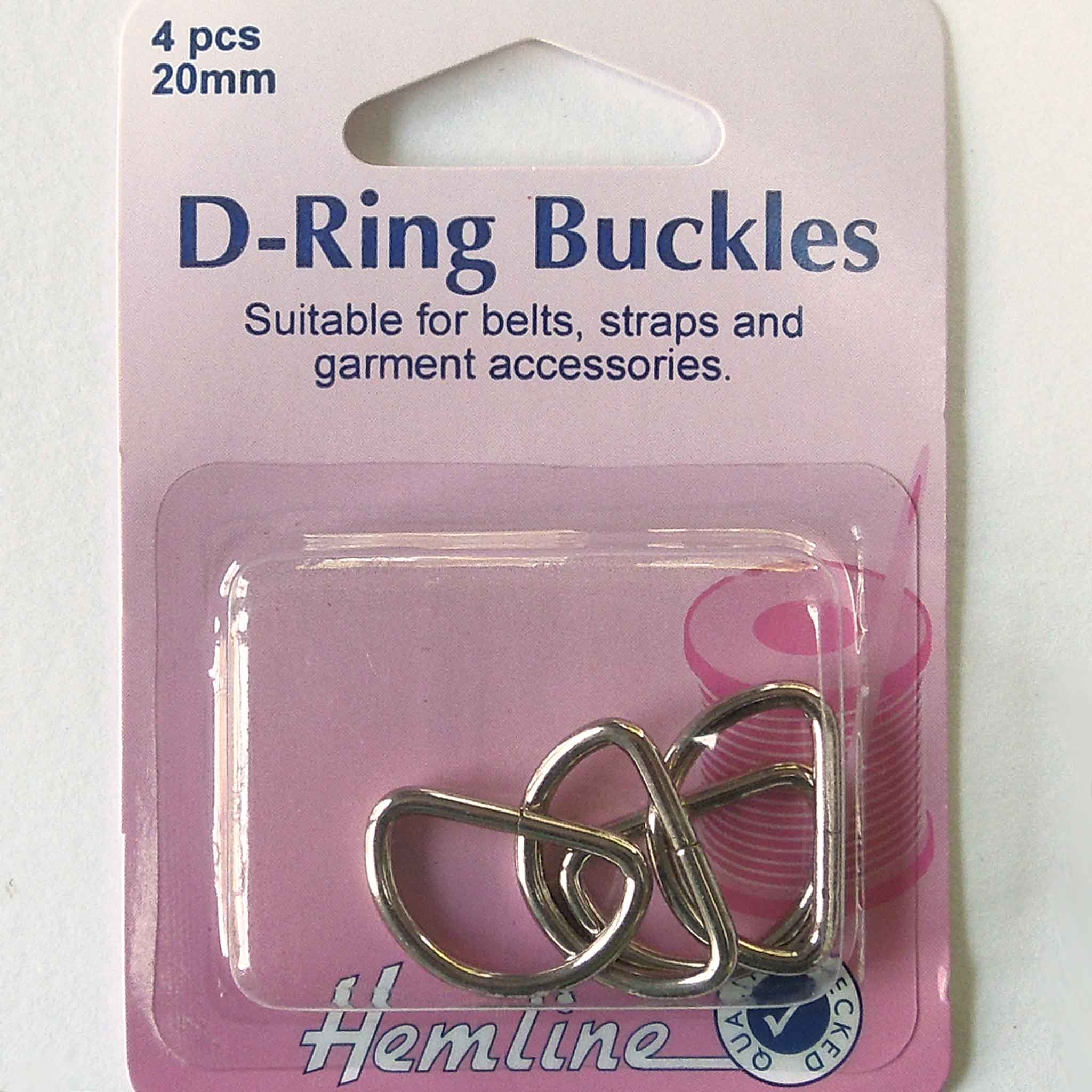 Hemline D Rings 20mm Nickel - 4 Pieces