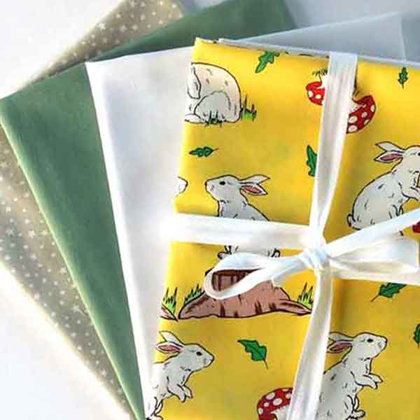Yellow Rabbit Fat Quarter Pack 4 Pieces - Cotton Fabric