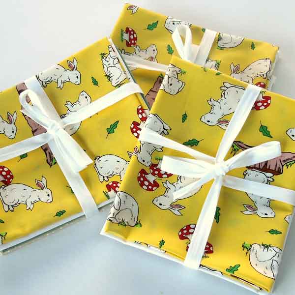 Yellow Rabbit Fat Quarter Pack 4 Pieces - Cotton Fabric