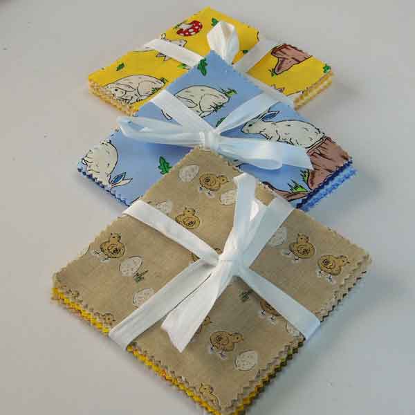 Patchwork Pack Yellow Chicks and Eggs 5 Inch Squares - 30 Pieces