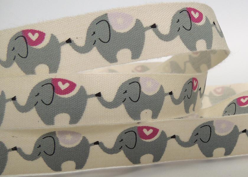 Pink Elephant Ribbon 15mm Baby Pink Elephant Cotton Ribbon – Fabric and Ribbon