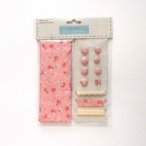 Pink Flower Cotton Fabric Craft Pack