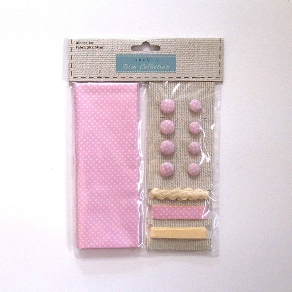Pink Polka Dot Cotton Fabric Craft Pack