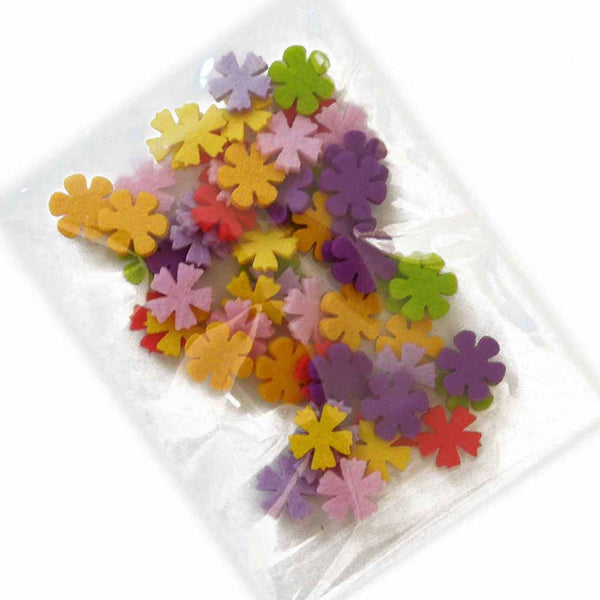 Small Flowers Coloured Felt Shapes Stick-On - Sew-On