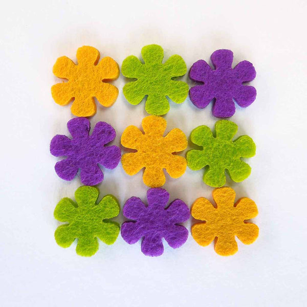 Small Flowers Coloured Felt Shapes Stick-On - Sew-On